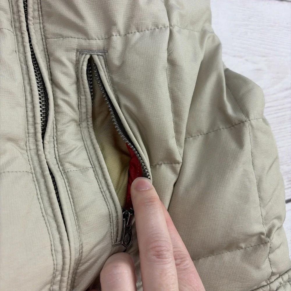 Eddie Bauer Women's Petite XS Goose Down Puffer Vest Taupe Full Zip Safari